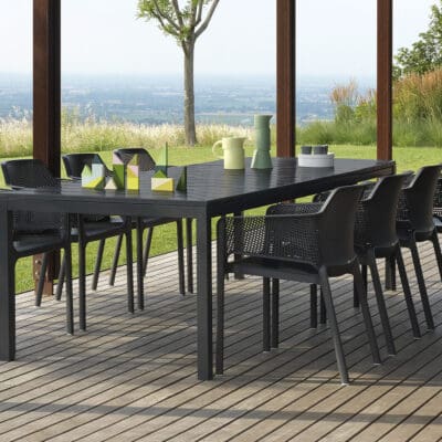 Rio ALU 6-8 Seater Outdoor Dining Set with NET Chairs by Nardi Italy