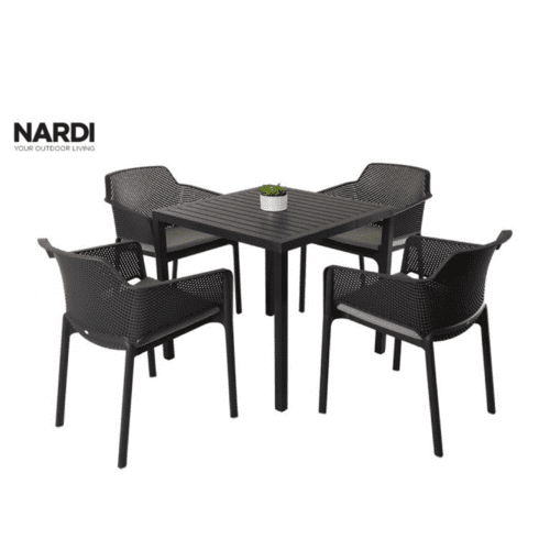 Outdoor 4 Seater Dining Set with Net Chairs by Nardi Italy